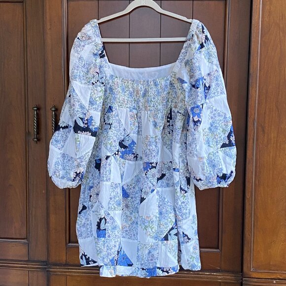 Squareneck cotton voile dress in patchwork floral - J Crew - XL - POCKETS - Picture 5 of 12